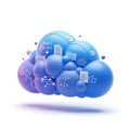 Abstract cloud computing data storage and network concepts visualized isolated on white background Royalty Free Stock Photo