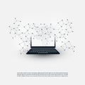 Abstract Cloud Computing and Global Network Connections Concept Design with Laptop Computer, Wireless Mobile Device Royalty Free Stock Photo