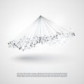 Abstract Cloud Computing and Global Network Connections Concept Design with Transparent Geometric Mesh, Wireframe Royalty Free Stock Photo