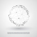 Abstract Cloud Computing and Global Network Connections Concept Design with Transparent Geometric Mesh, Wireframe Ring Royalty Free Stock Photo