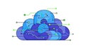 Abstract Cloud Computing Network with Circuitry Elements Royalty Free Stock Photo