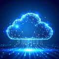 Abstract Cloud Computing Network Concept in Blue Tones with Data Stream Royalty Free Stock Photo