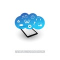 Cloud Computing Design Concept - Digital Network Connections, Technology Background Royalty Free Stock Photo