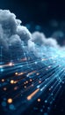 Abstract Cloud Computing Network Structure with Data Flow and Nodes for Business Analytics Royalty Free Stock Photo