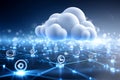 Abstract Cloud Computing Network White Cloud over Blue Digital Royalty Free Stock Photo