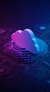 Abstract Cloud Computing Pixel Art with Neon Lighting Royalty Free Stock Photo