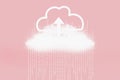 Abstract cloud computing technology,with binary code import and export data in cloud storage isolated on pink background,internet Royalty Free Stock Photo