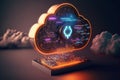 Abstract cloud computing technology concept. Cloud Computing, Data Center, Server Rack, Connection In Neural Network, Technology. Royalty Free Stock Photo