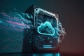 Abstract cloud computing technology concept. Cloud Computing, Data Center, Server Rack, Connection In Neural Network, Technology. Royalty Free Stock Photo