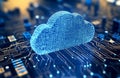 Abstract cloud computing technology offers secure encrypted storage, personal data protection, and verified encryption