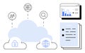 Cloud computing with data analysis, file sharing, security, and global connectivity concepts Royalty Free Stock Photo