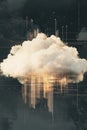Abstract Cloud with Digital Elements and Futuristic Data Background for Creative Projects Royalty Free Stock Photo
