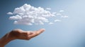 Abstract Cloud Display on Open Hand - Generative AI Royalty Free Stock Photo