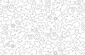 Abstract cloud and flower shapes seamless pattern. Groovy funky flower, bubble, star, loop, waves.