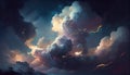 Generative AI, Starry Night Dreams: An Abstract Celestial Formation of Dark Clouds and Subtle Stars