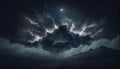 Generative AI, Starry Night Dreams: An Abstract Celestial Formation of Dark Clouds and Subtle Stars