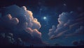 Generative AI, Starry Night Dreams: An Abstract Celestial Formation of Dark Clouds and Subtle Stars