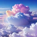 Abstract cloud gentle rainbow color cloud on clear background with copy tale