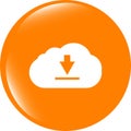 Abstract cloud icon. Upload button. Load symbol. Round button Royalty Free Stock Photo