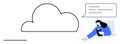 Cloud storage concept with woman managing data and communication Royalty Free Stock Photo