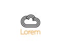 Abstract cloud logotype. Data storage download weather line icon logo mark symbol