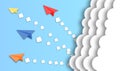 Abstract cloud with paper plane background, vector ,illustration, paper art Royalty Free Stock Photo