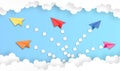 Abstract cloud with paper plane background, vector ,illustration, paper art Royalty Free Stock Photo