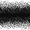 Abstract cloud of pieces and fragments after explosion. Demolition surface. Shatter and destruction halftone effect. Vector