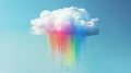 Abstract cloud with rainbow rain on blue sky background Royalty Free Stock Photo