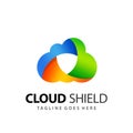 Abstract Cloud Shield Logo Design Vector Illustration Template Vector