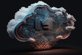 Abstract cloud storage computing, advanced artificial intelligence technology. Generative Ai