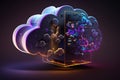 Abstract cloud storage computing, advanced artificial intelligence technology. Generative Ai