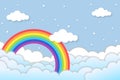 Abstract Clouds Cartoon on Rainbow with Sky Background Royalty Free Stock Photo