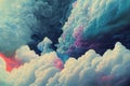 abstract clouds with pink colors, sky scene painting, ai generated image