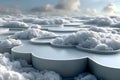Abstract Cloudscape with Floating Platforms Under a Blue Sky Generative AI Royalty Free Stock Photo