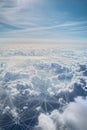Abstract Cloudscape with Network Lines Connecting in Blue Sky Royalty Free Stock Photo