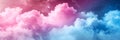 Abstract cloudy banner background. Blue and pink clouds and stars with copy space for text. Royalty Free Stock Photo