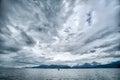 Abstract cloudy waterscape AND MOUNTAIN RANGE IN ALASKA Royalty Free Stock Photo