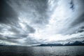 Abstract cloudy waterscape AND MOUNTAIN RANGE IN ALASKA Royalty Free Stock Photo