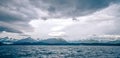 Abstract cloudy waterscape AND MOUNTAIN RANGE IN ALASKA Royalty Free Stock Photo