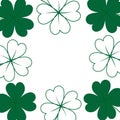 Abstract clover square frame border in trendy green with copyspace. Concept for St. Patrick greeting