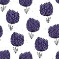 Abstract clover. Vector seamless pattern with flowers. Flower background. Hand-drawn style. Scandinavian motives Royalty Free Stock Photo