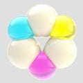 Abstract cmyk emblem made of glass spheres Royalty Free Stock Photo