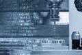 Abstract CNC Tapping Process on Milling Machine with G-Code Data Background Royalty Free Stock Photo