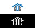 Abstract COC, CDC Letter Creative Home Shape Logo Design.