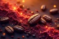 Abstract cocoa bean line art, bio chocolate aroma , illustration, background, line