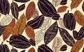 Abstract cocoa bean pattern on a muted color background