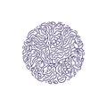 Abstract cocoa label in circle. Art line pattern