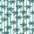 Abstract coconut palm trees on striped background. Seamless tropical pattern Royalty Free Stock Photo