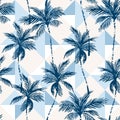 Abstract coconut trees on geometrical rhombus background Royalty Free Stock Photo
